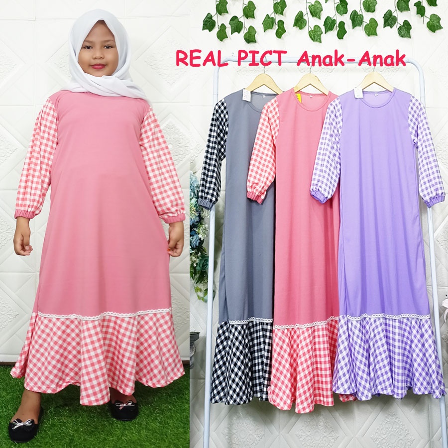 GAMIS ANAK SOFIA MIX KOTAK WARNA 5-12tahun GL FASHION