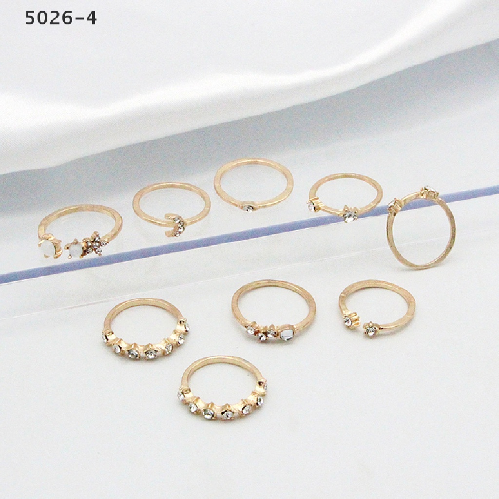 5026-4 9Pcs/set Moon Star Rings for Women Girls Bohemian Jewellery set Gift Accessories 5026-4