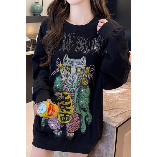 SWEATER IMPORT PRIA WANITA ASIA KOREA JEPANG ORIGINAL WINGS CAT KUCING GLAMOUR JY13