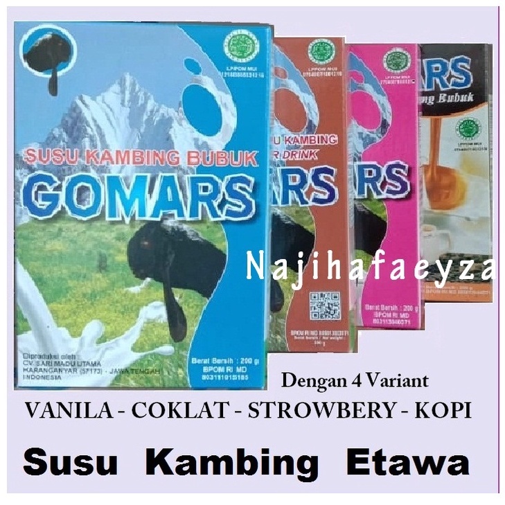 GOMARS Susu Kambing Etawa Anak dan Dewasa - Susu Bubuk 200 gram Pengganti Susu Sapi - alghonam kalsigo skygoat