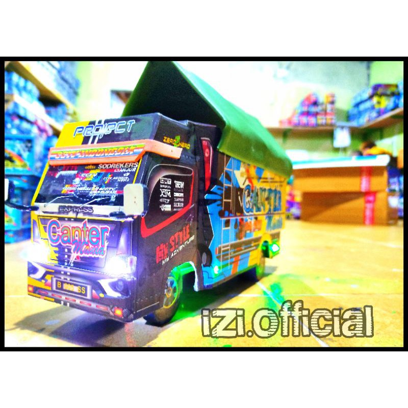 Miniatur Truk Canter Mania Dilengkpi Lampu &amp; Terpal Murah // Bisa Oleng