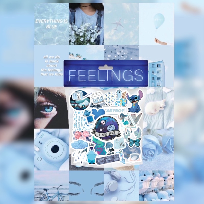 

[31 PCS STICKERS] Stickers BLUE EDITION untuk laptop, hp, dll