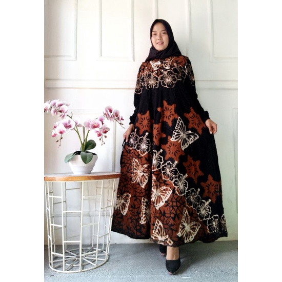 Gamis twill pelangi/gamis syari /gamis Rayon super abstrak malaman ukuran S M L XL XXL-Kupu