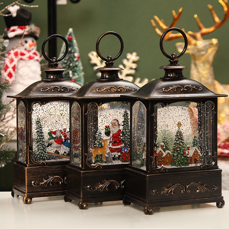 Snow Globe Kotak Musik Natal Lentera Salju Santa Kado Hadiah Natal