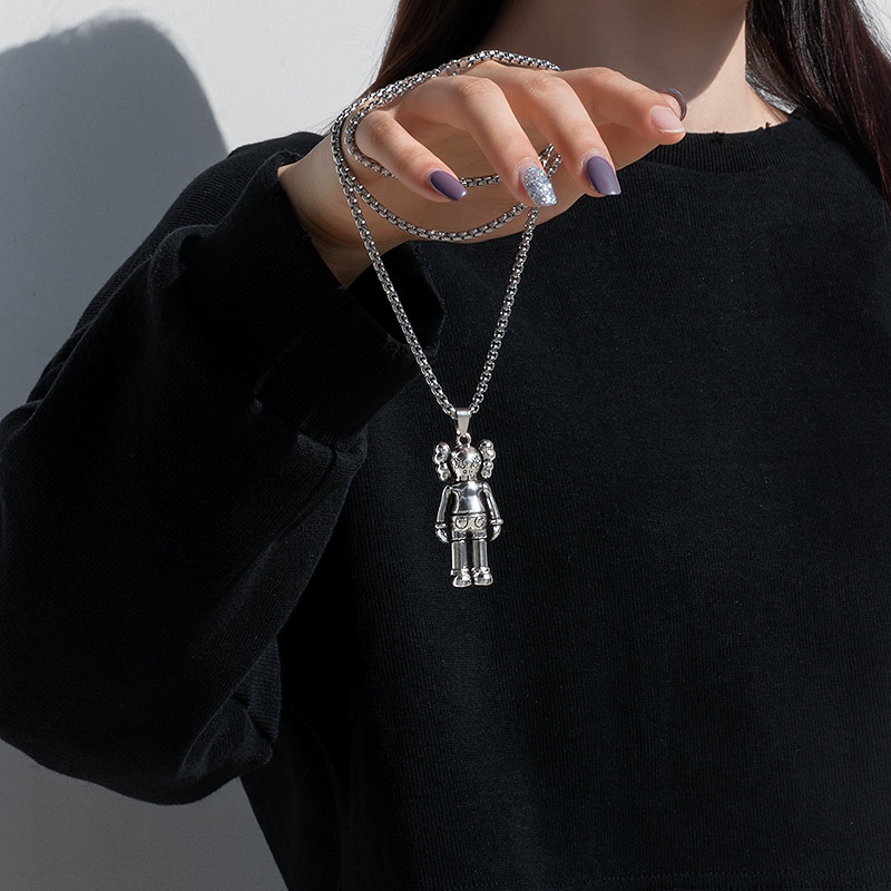 Kalung hip hop Panjang Pria Baja titanium street sweater Rantai Wanita online Merah Pasang disco jump pendant ins orname