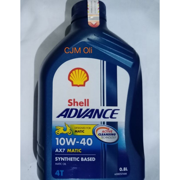 Oli Shell advance ax7 matic 10-40w 800ml Synthetic based for beat/f1/vario/esp/f1/scoopy/mio/J/ soul
