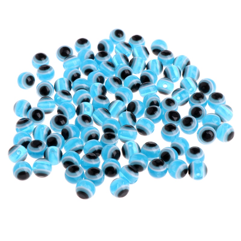 Siy 100pcs Manikmanik Mata Iblis Bulat 8mm Untuk Membuat Perhiasan Gelang Diy