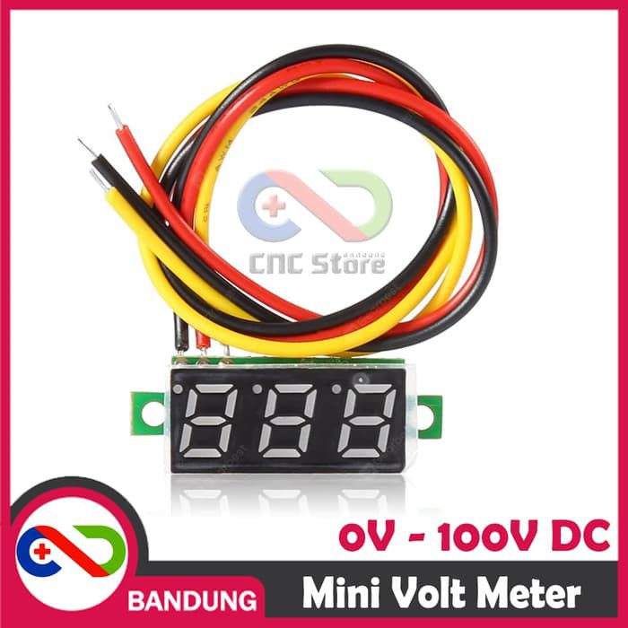 MINI VOLTMETER VOLT PANEL METER 0-100V DC 3 WIRE 0.28&quot; RED MERAH