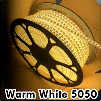 Lampu LED STRIP METERAN WARM WHITE Kuning SMD 5050-60D waterproof AC 220V - LED Strip Selang Waterproof Outdoor