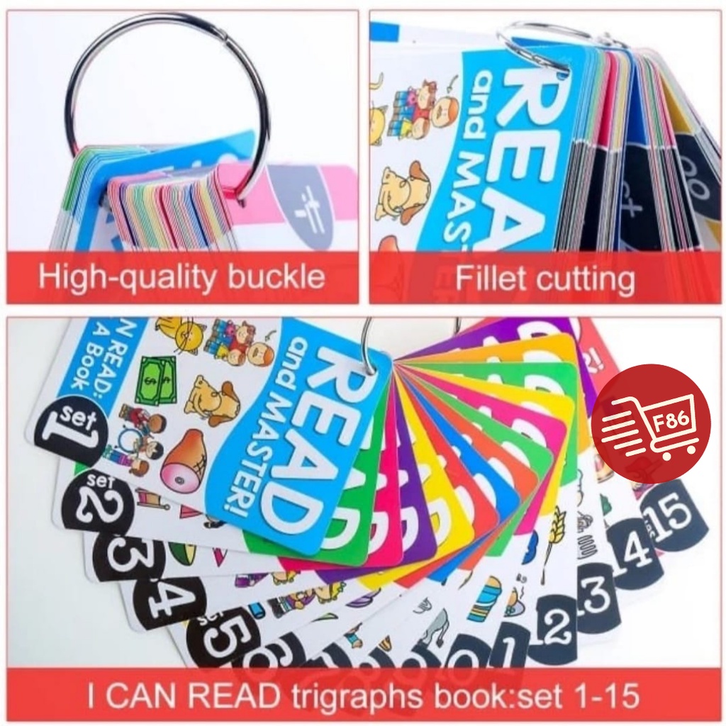 F86 [READY STOK JAKARTA] I CAN READ flashcard/ belajar membaca bahasa inggris / phonic book - 67PCS Early Learning 15 SET