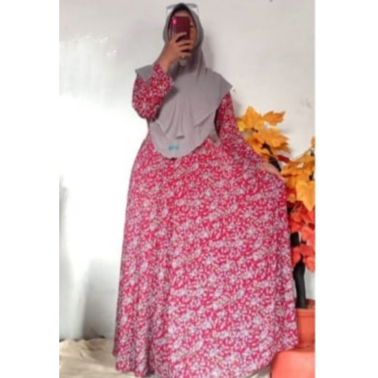 GAMIS JERSEY JUMBO MOTIF BUNGA KECIL/GAMIS SYAR'I
