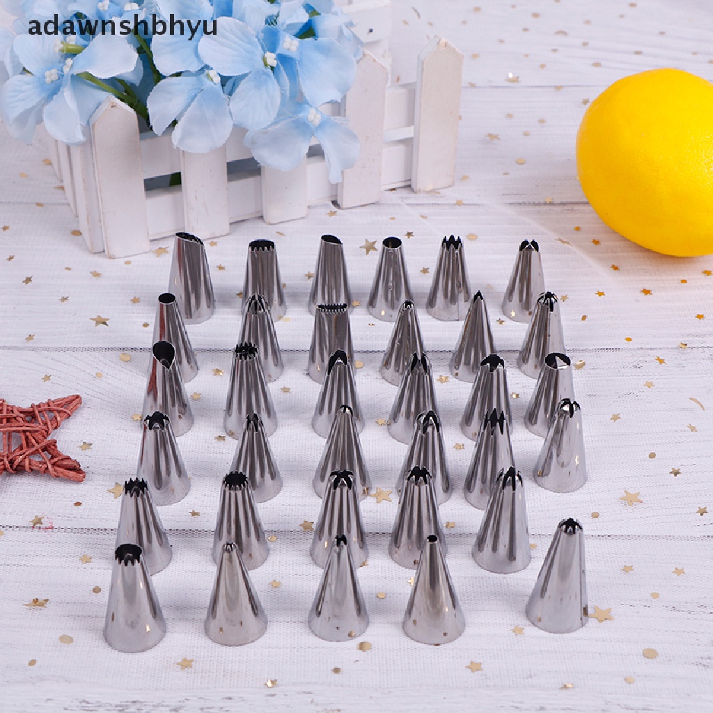 Adawnshbhyu 24/36 /48 Pcs Stainless Steel Icing Piping Nozzle Tools Set Kotak Dekorasi Kue