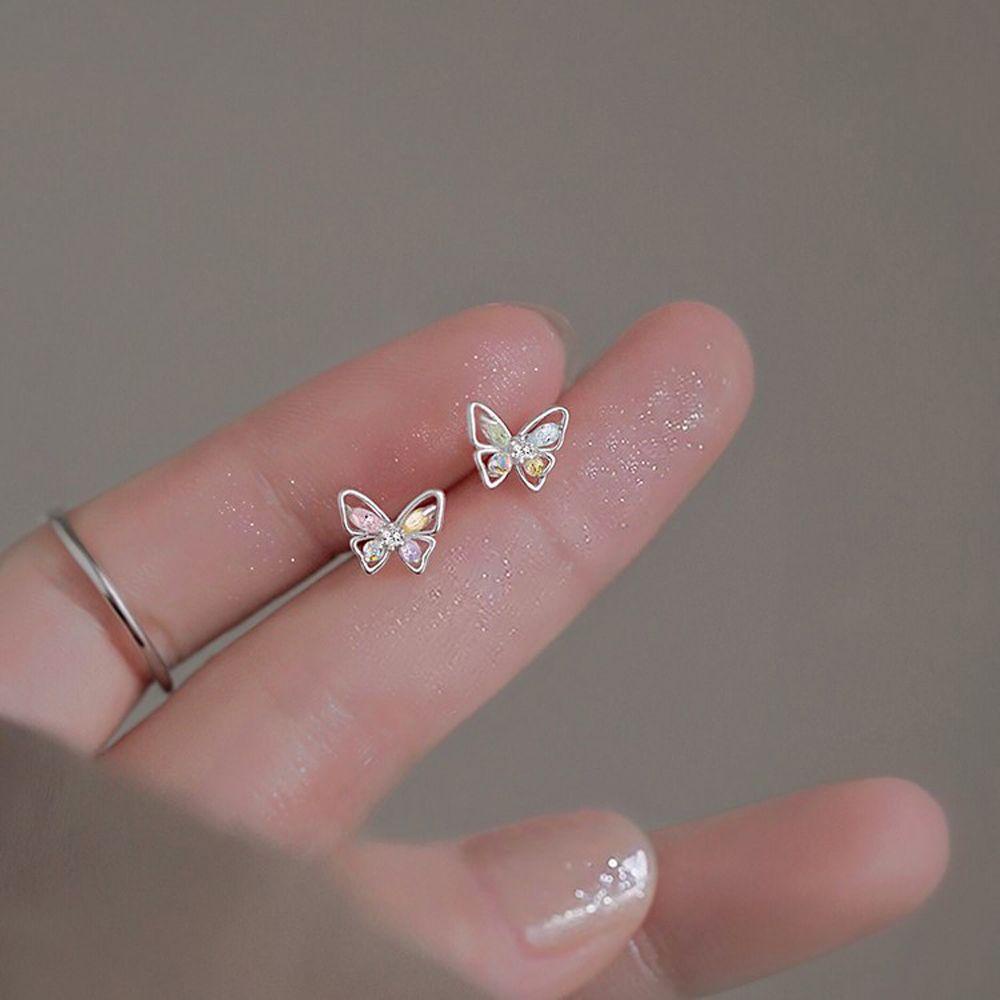 Needway Anting Perempuan Peri Sederhana Mini Elegan Manis Vintage Bentuk Kupu-Kupu