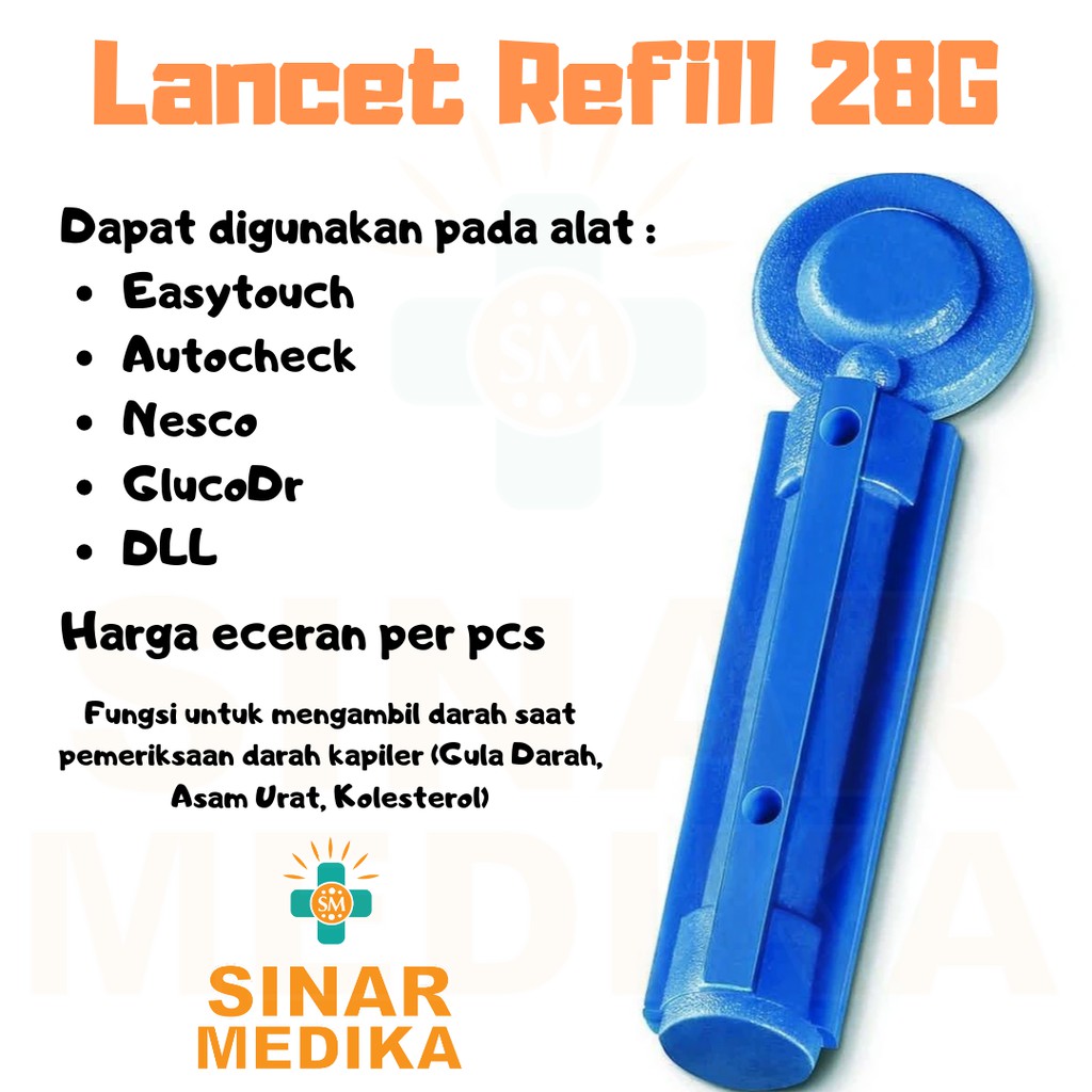 JARUM LANCET UKURAN 28G SATUAN UNTUK EASYTOUCH NESCO GLUCODR AUTOCHECK . MURAH DAN EKONOMIS