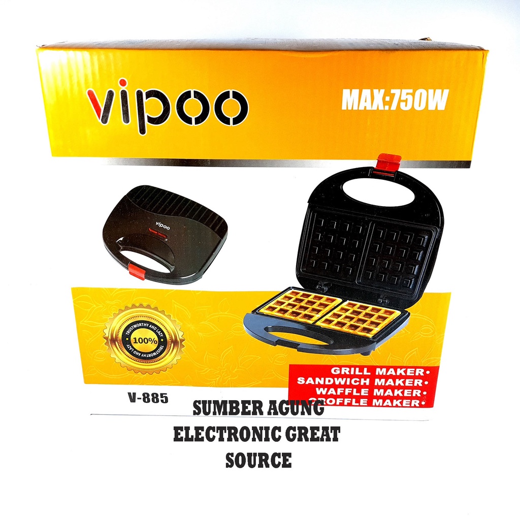 Vipoo Waffle Maker V885 Elektrik Croffle Sandwich Grill Listrik