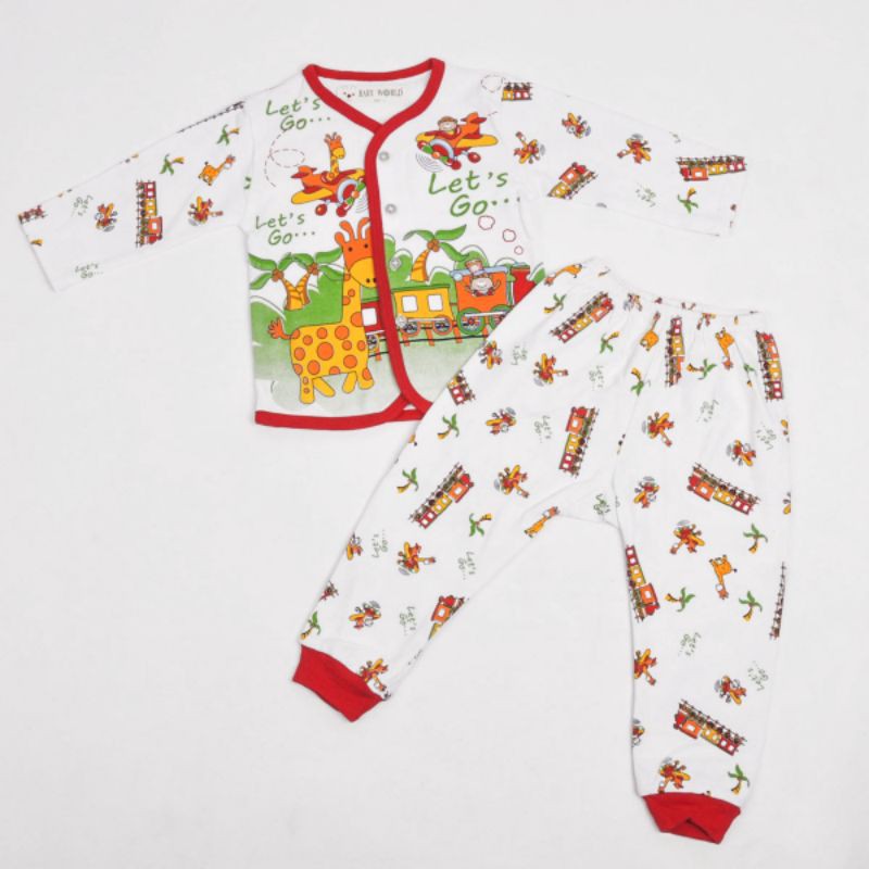 setelan baju anak perempuan 1-2 tahun motif little bear dan jerapah lengan panjang celana panjang