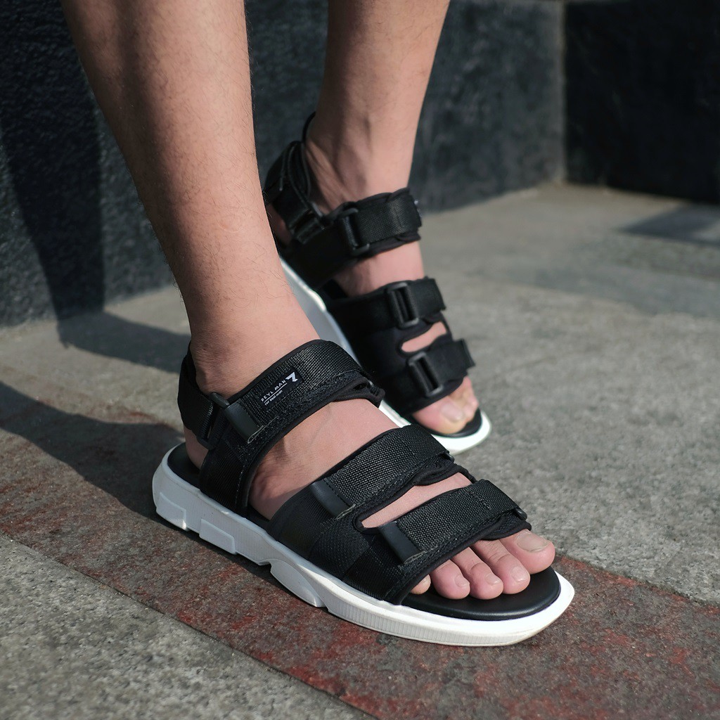 SECRET BLACK ORIGINAL x REYL MAN Sandal Gunung 2 in 1 Hitam Pria Casual Jalan Santai Traveling Main Harian Lebaran Sendal Sepatu Remaja Dewasa Fashion Distro Premium Outdoor Footwear Tali 3 Strap Big Size Ukuran Jumbo 44 45 Keren Terbaru Branded Kekinian