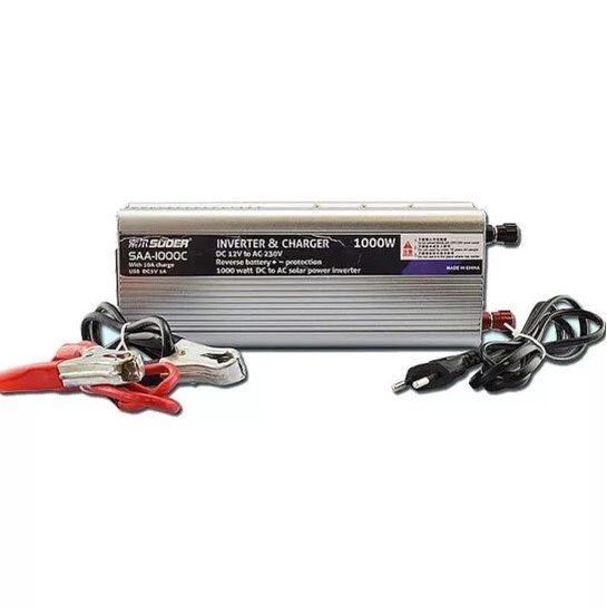 Suoer Inverter 1000W Plus Charger 10A / Cas Aki SAA-1000W/C Power Inverter 1000 Watt Charger Aki 10A