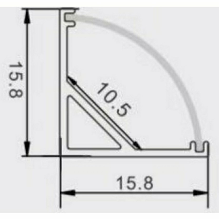 Casing Aluminium Hard Strip LED model V-Reflektor 1 meter / 1 m Hitam Silver