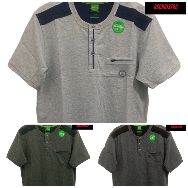 Kaos Oblong Fashion Pria HUGO CLASS/ CRS 91 Original Lengan Pendek Misty Kancing Polos M-XXL(Kancing