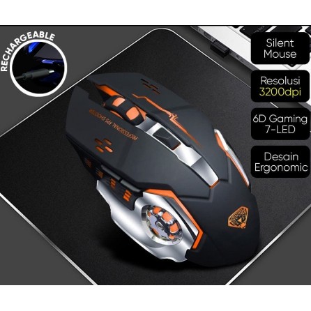 Mouse Wireless Gaming Silent 2.4Ghz RGB Charging Q3 High Resolution