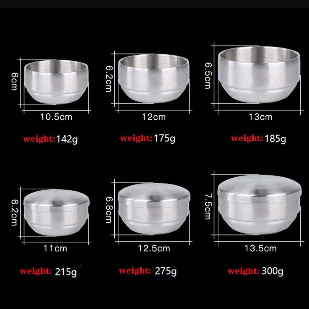 Rebuy Double Rice Bowl Silver Peralatan Makan Korea Dengan Tutup304Stainless Steel Kukus Masakan Korea Mixing Bowls