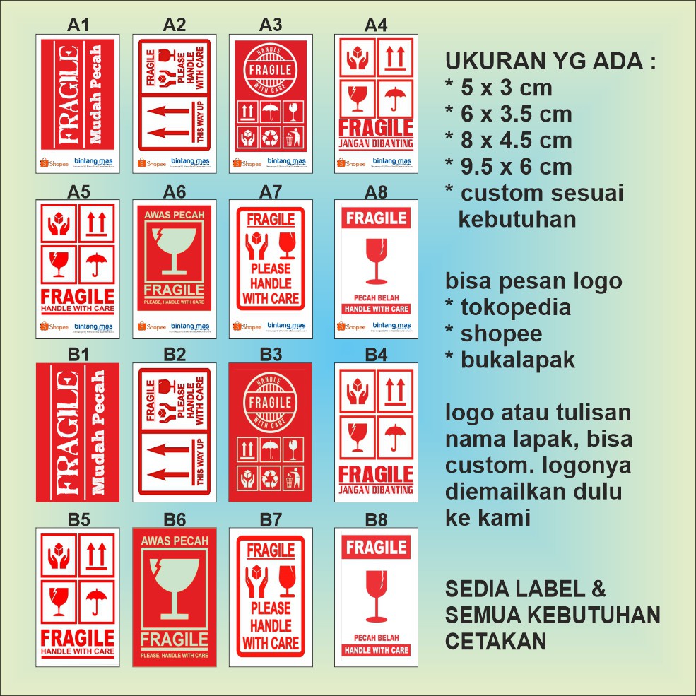 

STIKER FRAGILE CUSTOM LOGO LAPAK / USAHA BISA DICANTUMKAN