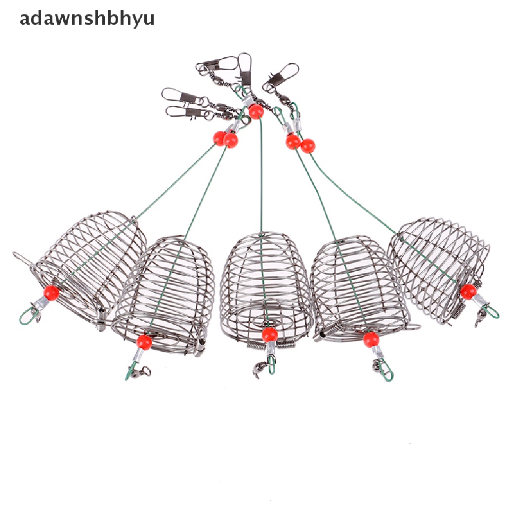 Adawnshbhyu 5PCs Kawat Umpan Pancing Kandang Ikan Umpan Cage Fishing Trap Basket Feeder Holder