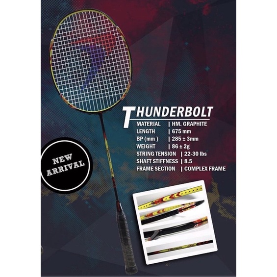 RAKET BULUTANGKIS FLYPOWER THUNDERBOLT ORIGINAL FREE COVER dan KAOS