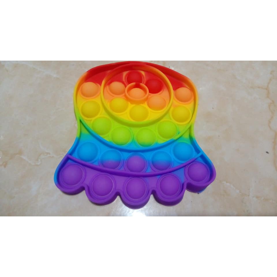 Pop it rainbow dan polos bonus kelereng-oktopus rainbow