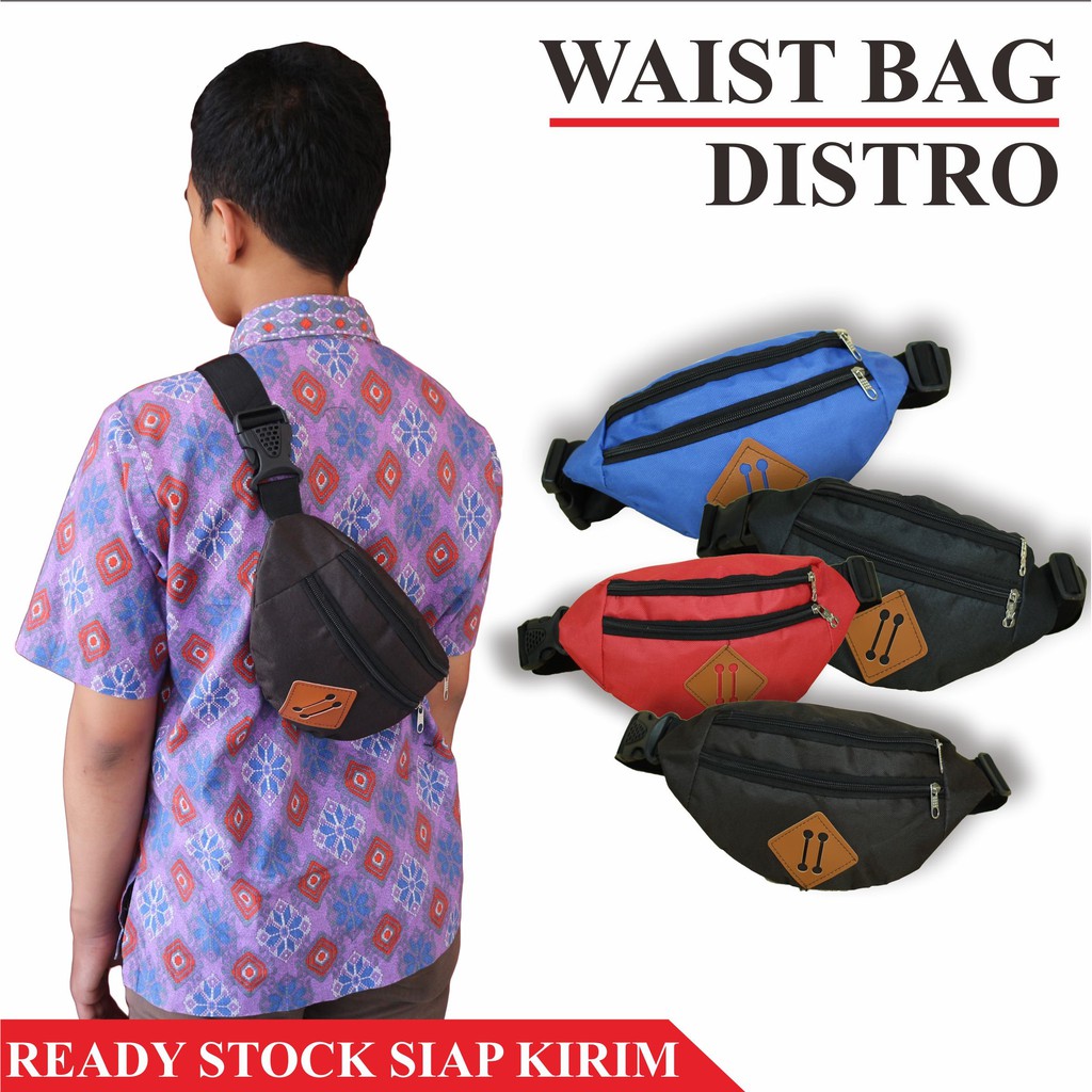 OBRAL SELEMPANG !! Waistbag Distro Pria Wanita Simple Waist Sling Bag Slingbag Wesbag Slempang Murah