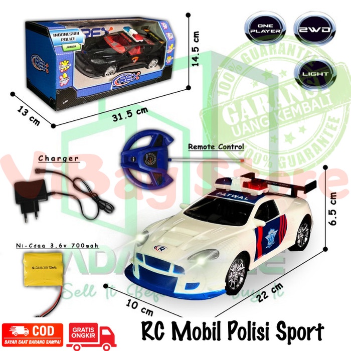 Rc Mobil Polisi Sport Mobil Remot Sedan Police Besar Murah RKC2088 - Putih