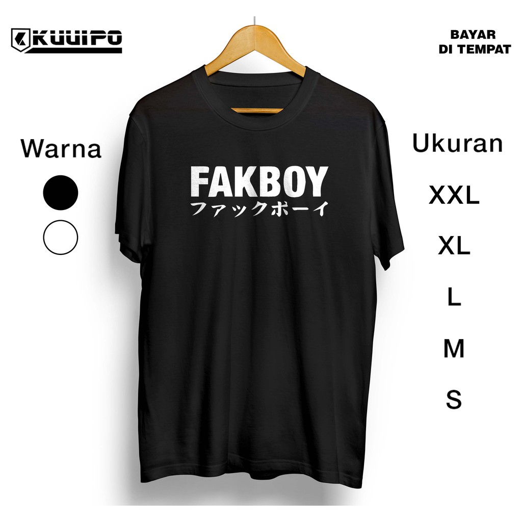 Kaos FAKBOY / aksara kanji japanese / baju import luar negri jepang / atasan pria wibu / anime cowok