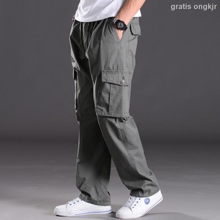  Celana  Panjang  Casual Pria  Model Longgar Multi Saku  Bahan 