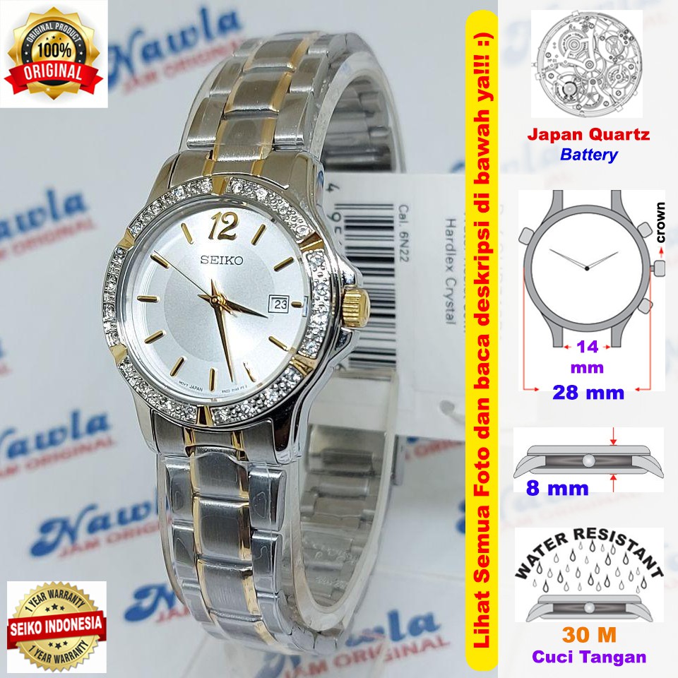 Seiko Ladies SUR718P1 Swarovski Silver Dial - Jam Tangan Wanita SUR718