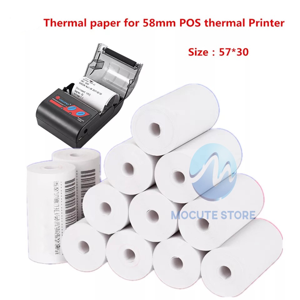 

< SMARTCOM > Paket 1 Pack isi 10 Roll Kertas Printer Thermal Kertas Struk kasir 58x30mm RJ4