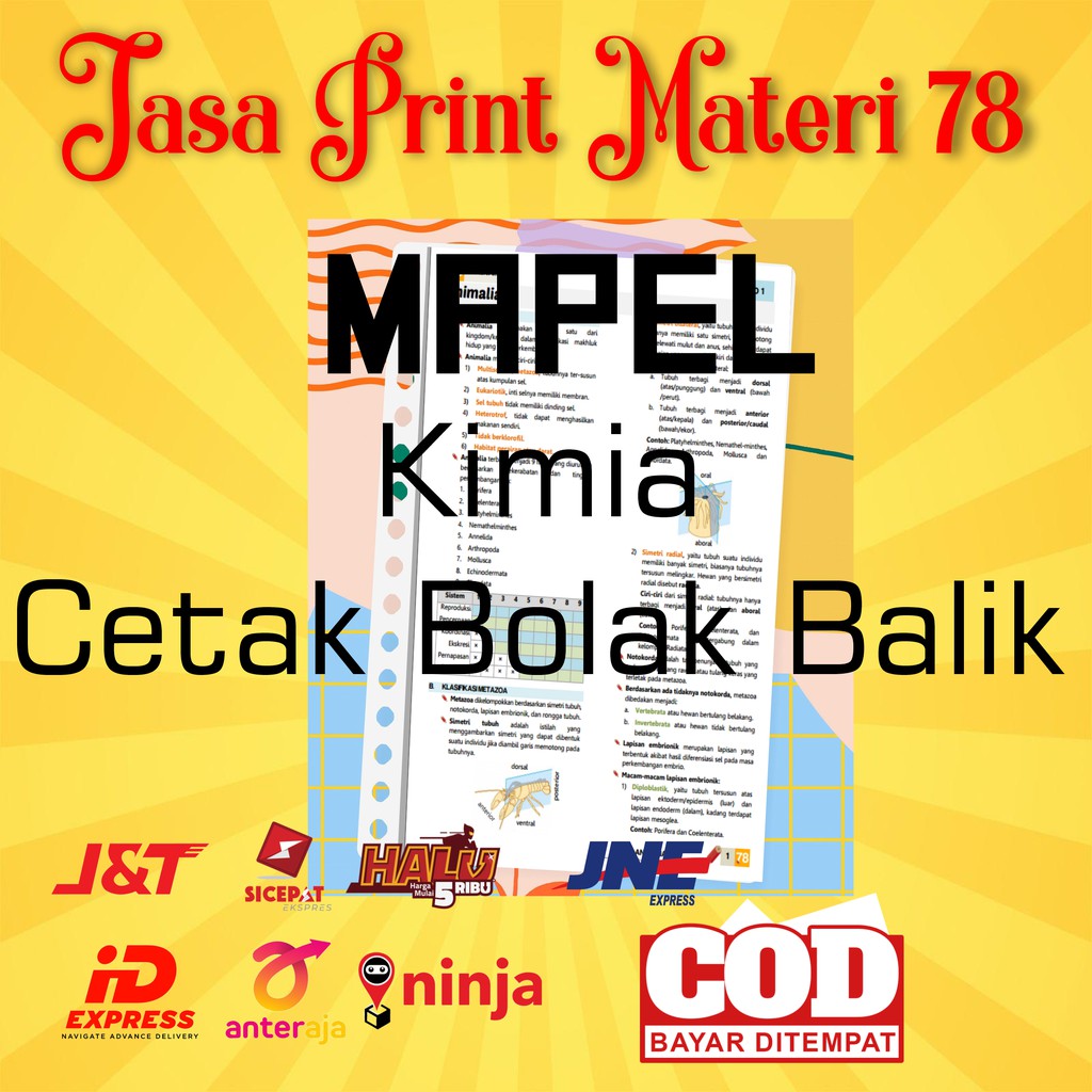 

(KIMIA Bolak Balik) Jasa Print Cetak Materi 78 Ukuran A5 atau B5 Mapel KIMIA Cetak 2 sisi