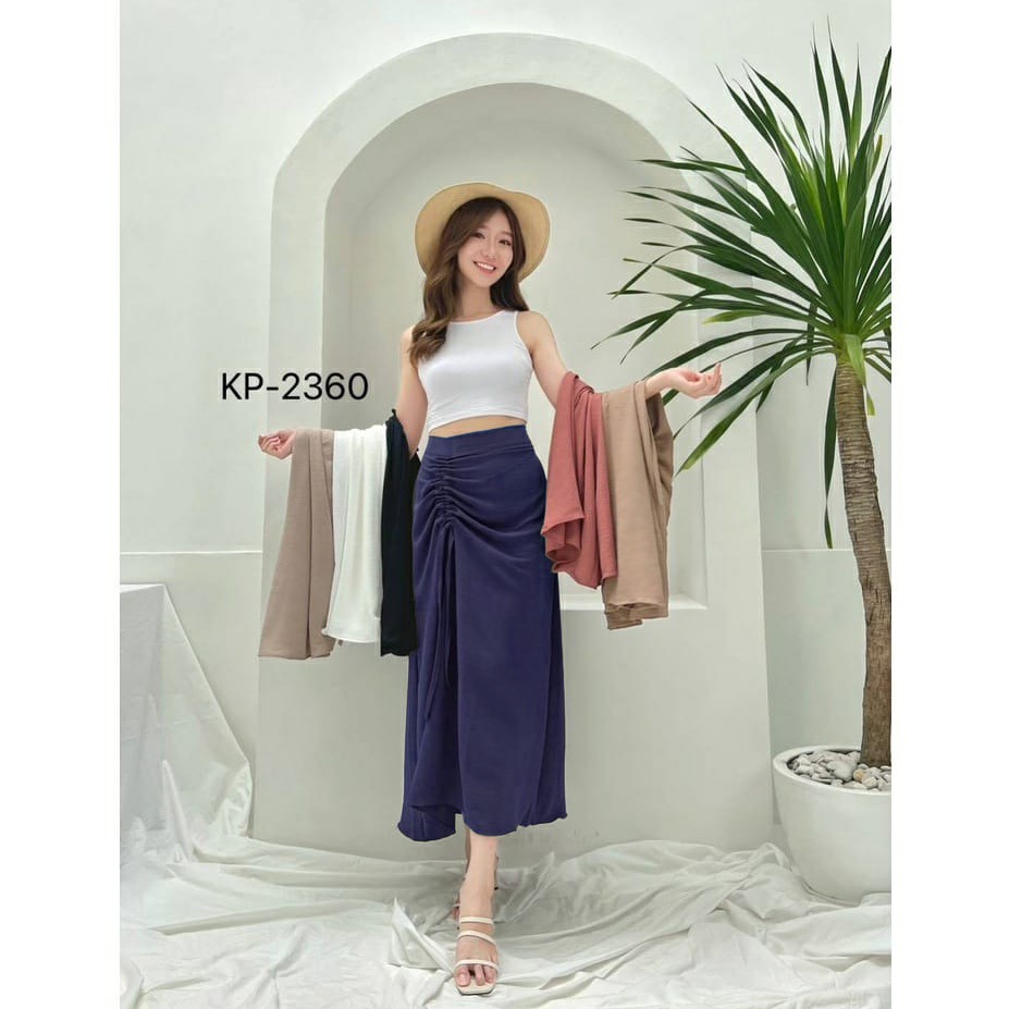 rok serut viral polos basic korean style skirt-navy