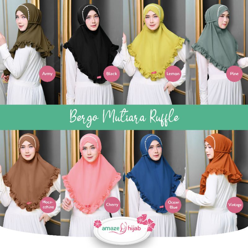 Bergo Mutiara Ruffle by Amaze Hijabers // Tiara Hijabers Original