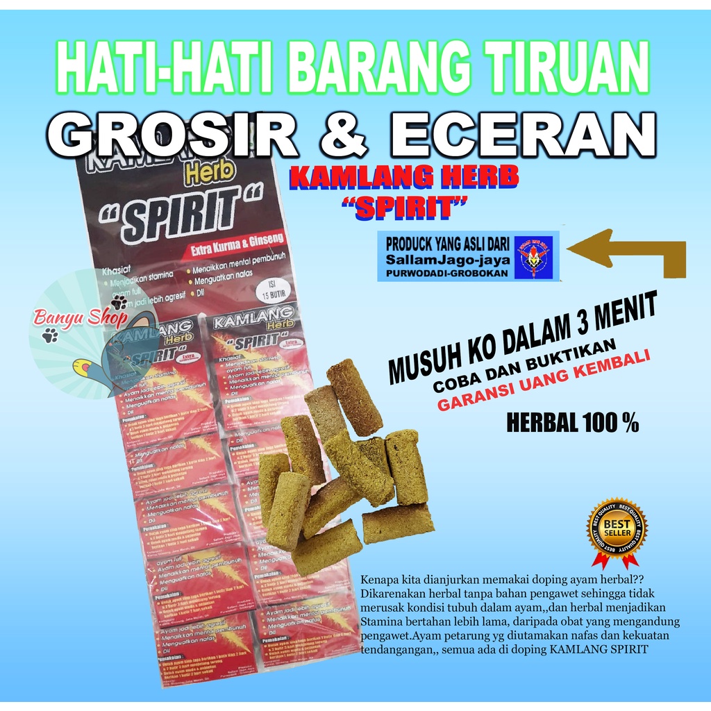 1 RENTENG ISI 10 SACET-Jamu Ayam KAMLANG HERB SPIRIT Extra Kurma ,Ginseng ,Jahe Merah HERBAL-DOPING AYAM-JAMU AYAM ADUAN