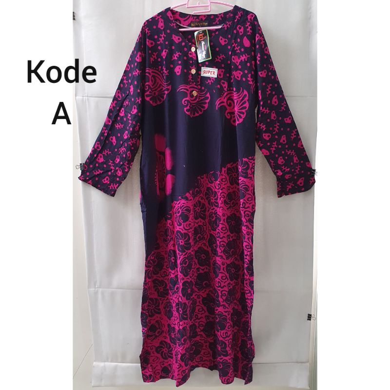 Daster Kencana Ungu label Hitam, longdress jumbo tangan panjang