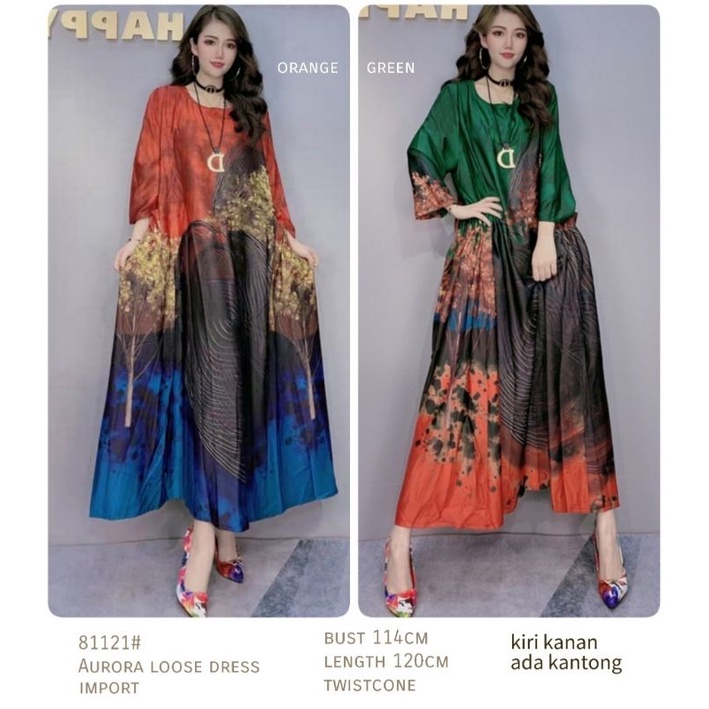 MDLV ~ 81121 AURORA LOOSE DRESS LONG DRESS GAMIS IMPORT FASHION MUSLIM  FASHION IMPORT WANITA