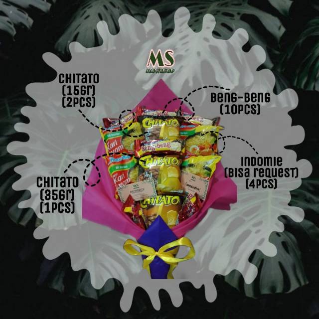 

BUKET SNACK/SNACK BOUQUET/WISUDA/ULANG TAHUN/SOUVENIR/HADIAH/KADOj