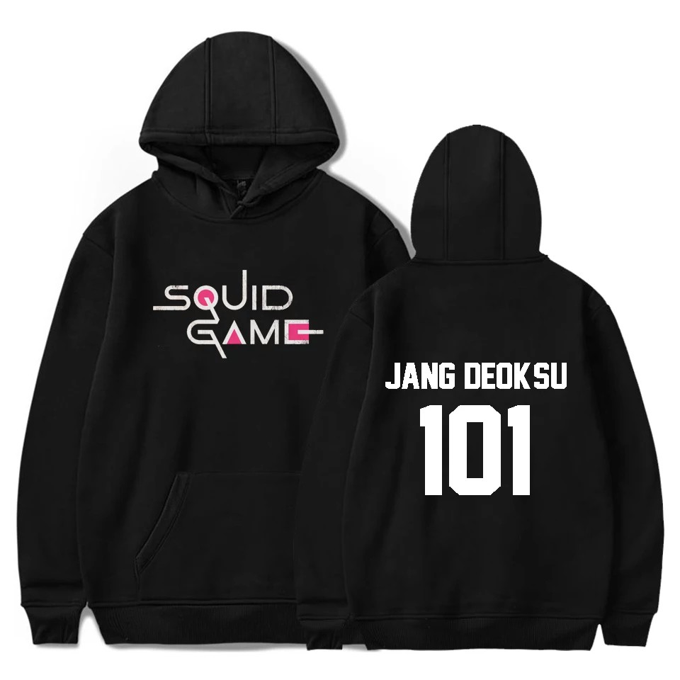 Hoodie Squid Game Pria Wanita Hitam Terbaru Sweater Hoodie Squid Game Uniform 067 Squid Game Jacket Anak Anak Sweater Squid Game Murah