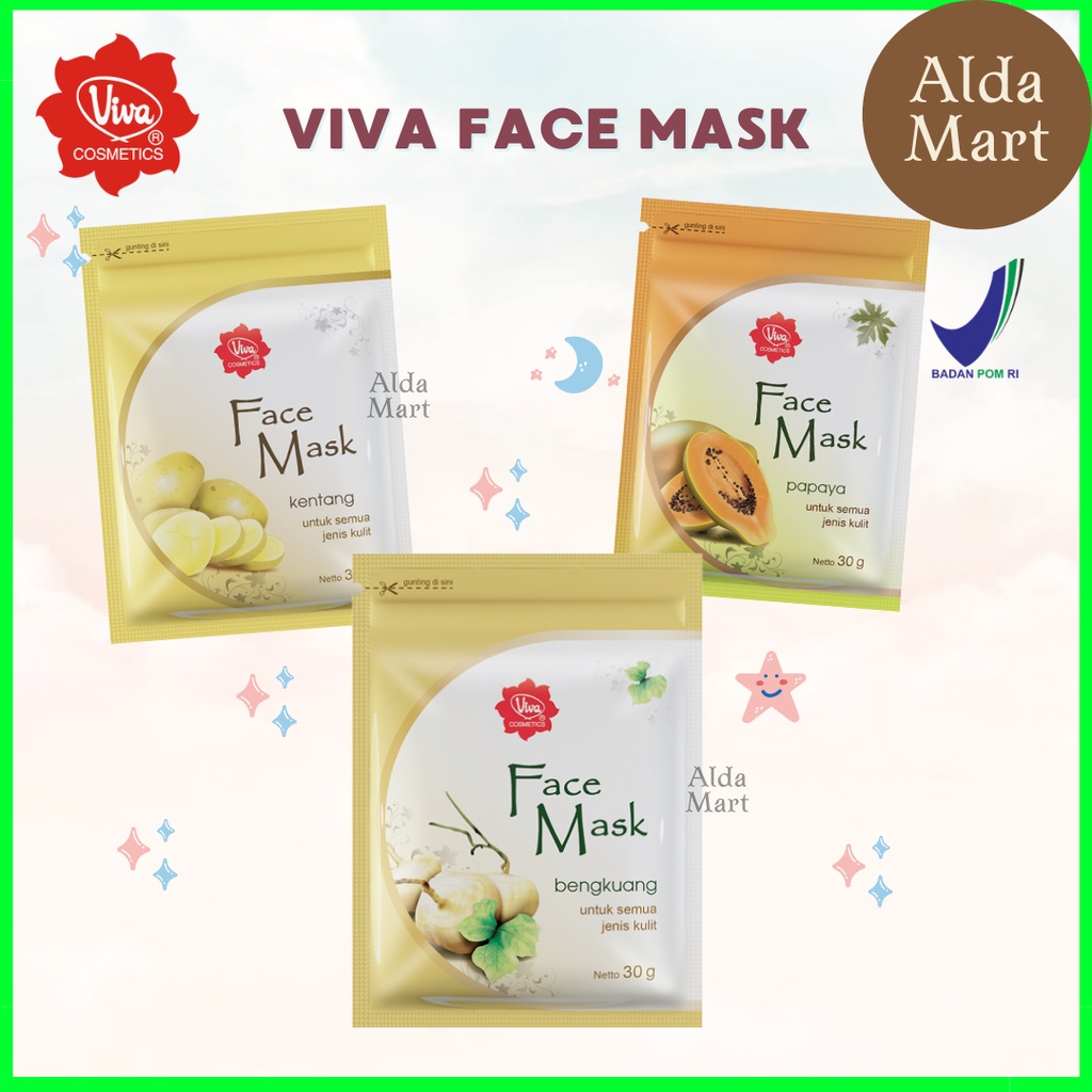 ✿ALDA MART✿ Viva Face Mask Masker Wajah 30g BPOM Halal Bengkoang Papaya Kentang