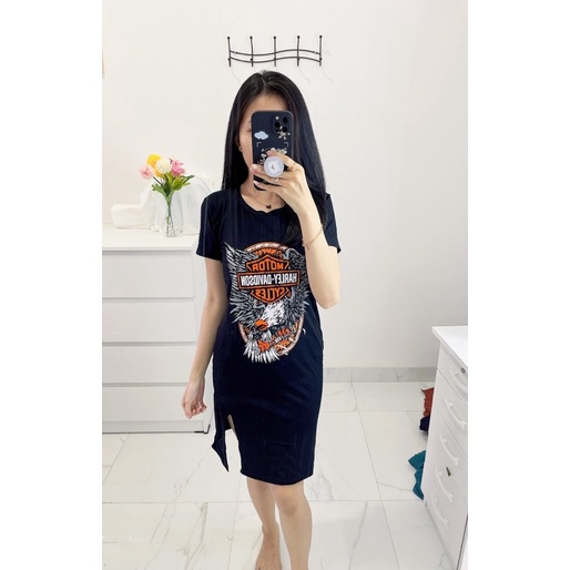 dress wanita harley hitam polos belah depan spandek rayon bodycon.dres murah kekinian