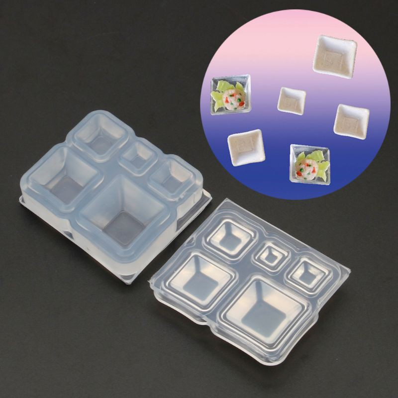 Glitter Mini Square Bowl Resin Mold Silicone Resin Casting Art Craft Jewelry Making Tool