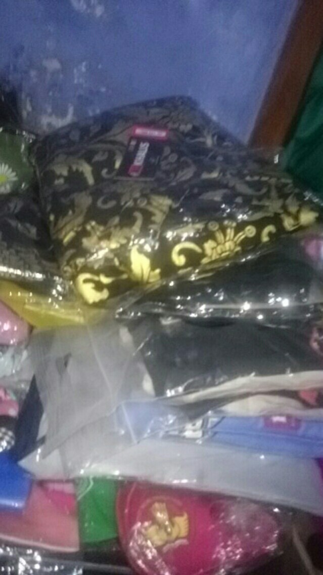 Batik Gamis Murah Hitam Kembang Baju Atasan Wanita Seragam Pekalongan Alkhalis