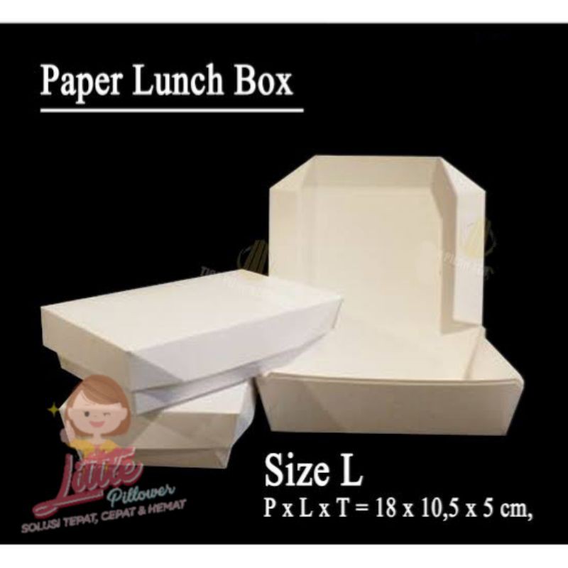 (ISI 50PCS) Paper Lunch Box Kertas L Tanpa Sekat/ Food Container/ Box Bento Kertas