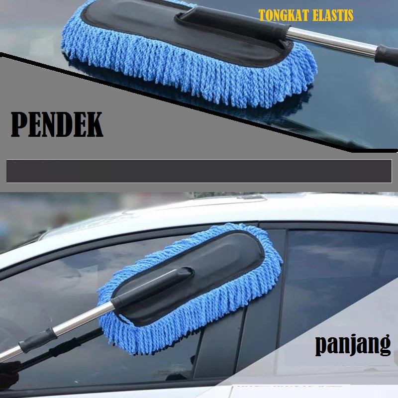 AM-16 Biru Kemoceng Microfiber Pembersih Debu Mobil Lap Cuci Bisa dipanjangkan Car Duster Pembersih Debu Rumah &amp; Mobil Bahan Cendol Lebar Tebal